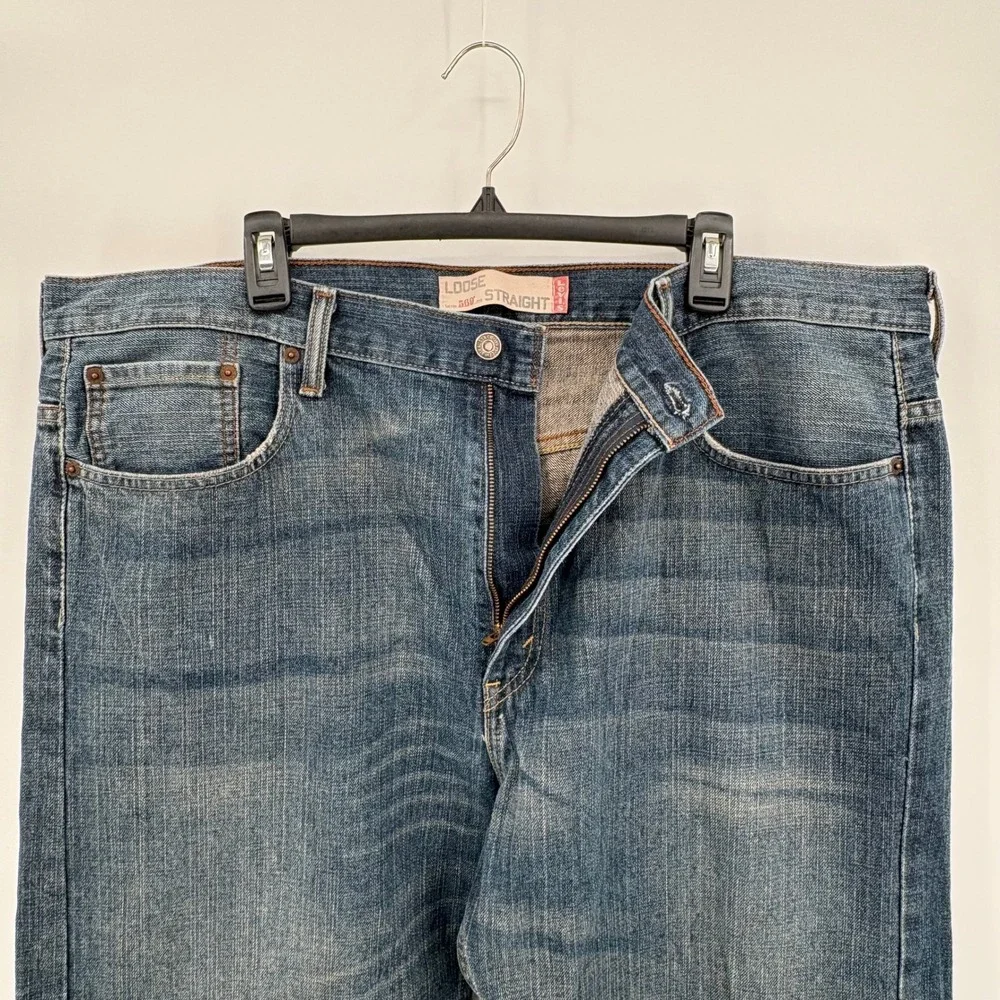 Levis 569 Loose Straight Jeans Mens 40x30‎ Medium Wash Blue Denim Baggy